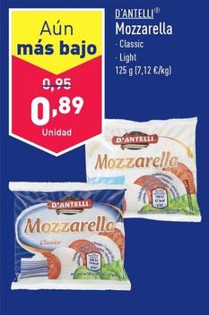 Oferta de D'Antelli - Mozzarella por 0,89€ en ALDI