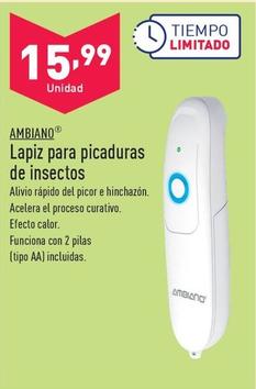 Oferta de Ambiano - Lapiz Para Picaduras De Insectos por 15,99€ en ALDI