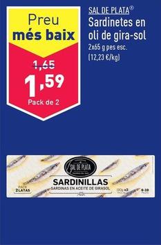 Oferta de Sal De Plata - Sardinillas En Aceite De Girasol por 1,59€ en ALDI
