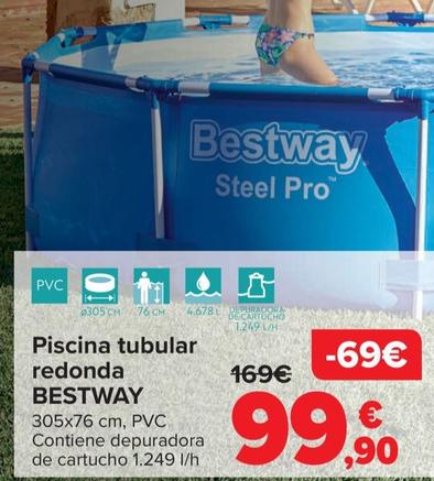 Oferta de Bestway - Piscina Tubular Redonda por 99,9€ en Carrefour