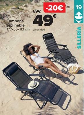 Oferta de Tumbona reclinable por 49€ en Carrefour