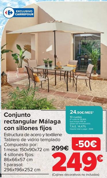 Oferta de Conjunto Rectangular Málaga Con Sillones Fijos por 249€ en Carrefour
