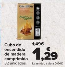 Oferta de Cubo De Encendido De Madera Comprimida por 1,29€ en Carrefour