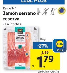 Oferta de Realvalle - Jamón Serrano Reserva  por 1,79€ en Lidl