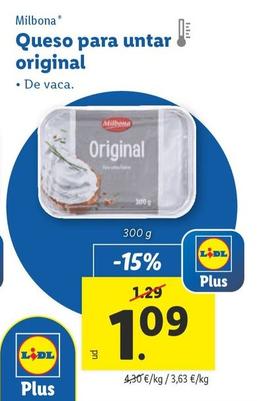 Oferta de Milbona - Queso Para Untar Original por 1,09€ en Lidl