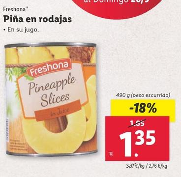 Oferta de Freshona - Piña En Rodajas por 1,35€ en Lidl