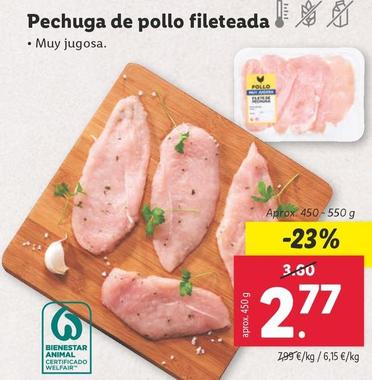 Oferta de Pechuga De Pollo Fileteada  por 2,77€ en Lidl