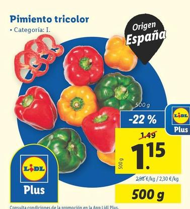 Oferta de Pimiento Tricolor por 1,15€ en Lidl