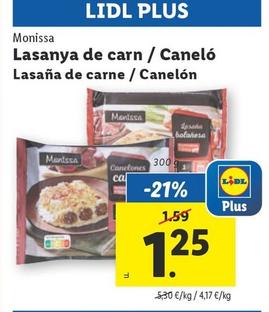 Oferta de Monissa - Lasana De Carne/Canelon por 1,25€ en Lidl