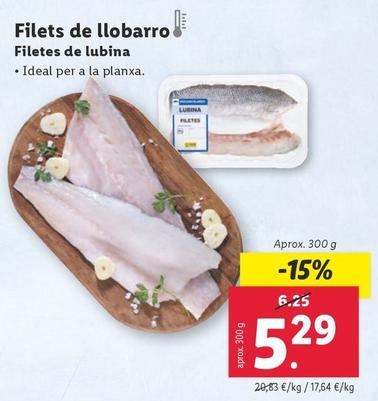Oferta de Filetes De Lubina por 5,29€ en Lidl