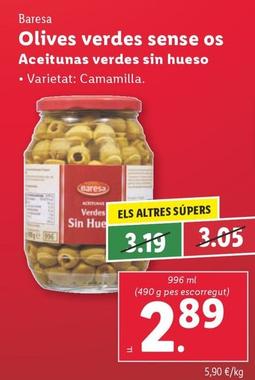 Oferta de Baresa - Aceitunas Verdas Sin Hueso por 2,89€ en Lidl