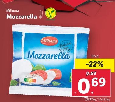 Oferta de Milbona - Mozzarella por 0,69€ en Lidl