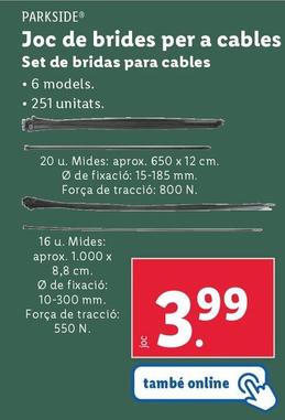 Oferta de Parkside - Set De Bridas PAra Cables por 3,99€ en Lidl