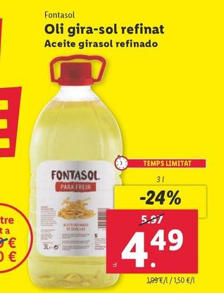 Oferta de Fontasol - Aceite Girasol Refinado por 4,49€ en Lidl