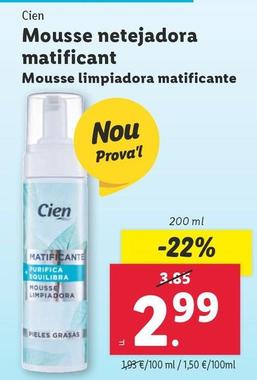Oferta de Cien - Mousse Limpiadora Matificante por 2,99€ en Lidl