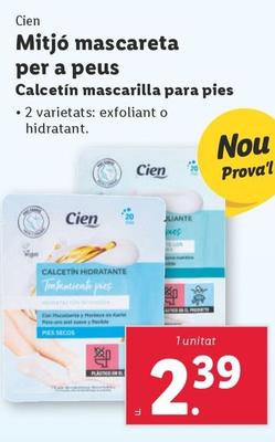 Oferta de Cien - Calcetín Mascarilla Para Pies por 2,39€ en Lidl