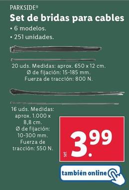 Oferta de Parkside - Set De Bridas Para Cables por 3,99€ en Lidl