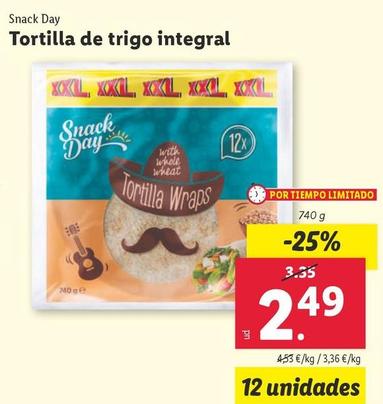 Oferta de Snack Day - Tortilla De Trigo Integral por 2,49€ en Lidl