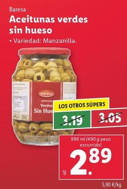 Oferta de Baresa - Aceitunas Verdas Sin Hueso por 2,89€ en Lidl
