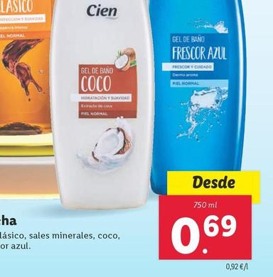 Oferta de Cien - Gel De Ducha De Coco por 1,35€ en Lidl