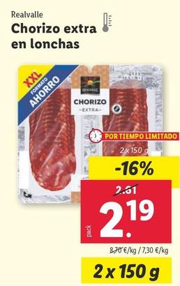 Oferta de Realvalle - Chorizo Extra En Lonchas por 2,19€ en Lidl