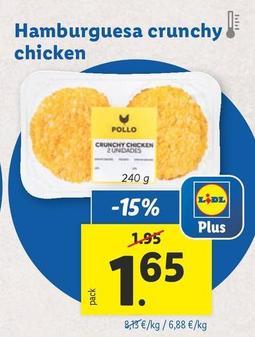 Oferta de Hamburguesa Crunchy Chicken por 1,65€ en Lidl