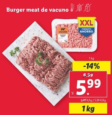 Oferta de Burger Meat De Vacuno por 5,99€ en Lidl