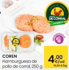 Oferta de Coren - Hamburguesa De Pollo De Corral por 4€ en Eroski