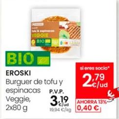 Oferta de Eroski - Burger De Tofu Y Espinacas Veggie por 3,19€ en Eroski