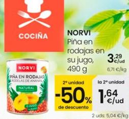 Oferta de Norvi - Pina En Rodajas En Su Jugo por 3,29€ en Eroski