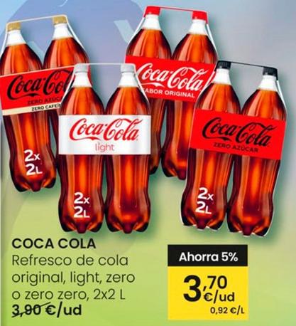 Oferta de Coca-cola - Refresco De Cola Original, Zero O Zero Zero por 3,7€ en Eroski