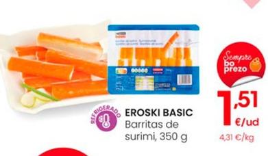 Oferta de Eroski Basic - Barritas De Surimi por 1,51€ en Eroski