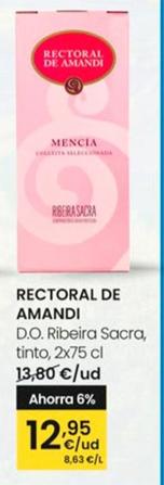 Oferta de Rectoral De Amandai - D.O.Ribeira Sacra,Tinto  por 12,95€ en Eroski