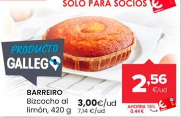 Oferta de Barreiro - Bizcocho Al Limon  por 2,56€ en Autoservicios Familia