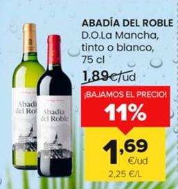 Oferta de Abadía Del Roble - D.O.La Mancha,Tinto O Blanco   por 1,69€ en Autoservicios Familia