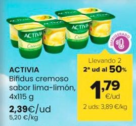 Oferta de Activia - Bifidus Cremoso Sabor Lima-limon por 2,39€ en Autoservicios Familia