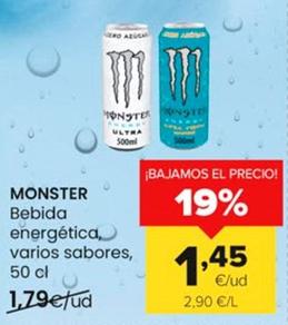 Oferta de Monster - Bebida Energética,Varios Sabores  por 1,45€ en Autoservicios Familia
