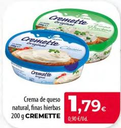 Oferta de Cremette - Crema De Queso Natural, Finas Hierbas por 1,79€ en SPAR Lanzarote