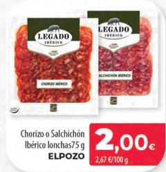 Oferta de El Pozo - Chorizo O Salchichón Ibérico Lonchas por 2€ en Spar Tenerife
