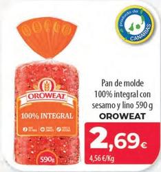 Oferta de Oroweat - Pan De Molde 100% Integral Con Sesamo Y Lino por 2,69€ en Spar Tenerife