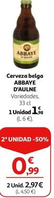 Oferta de ABBAYE D'AULNE - Cerveza belga por 1,98€ en Alcampo