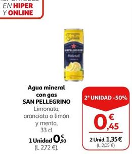 Oferta de San Pellegrino - Agua Mineral Con Gas por 0,9€ en Alcampo