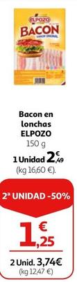 Oferta de Elpozo - Bacon En Lonchas por 2,49€ en Alcampo