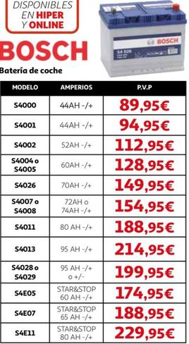 Oferta de Bosch - Batería De Coche por 89,95€ en Alcampo