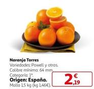 Oferta de Naranja Torres por 2,19€ en Alcampo