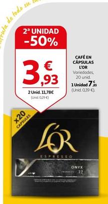 Oferta de L'or - CAFÉ EN CÁPSULAS por 7,85€ en Alcampo