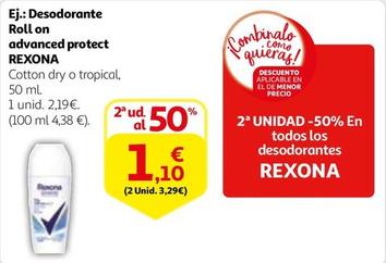 Oferta de Rexona - Desodorante Roll On Advanced Protect por 1,1€ en Alcampo