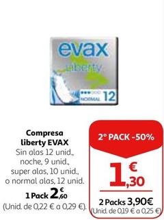 Oferta de Evax - Compresa Liberty por 2,6€ en Alcampo