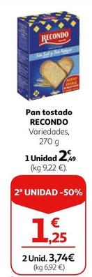 Oferta de Recondo - Pan Tostado por 2,49€ en Alcampo