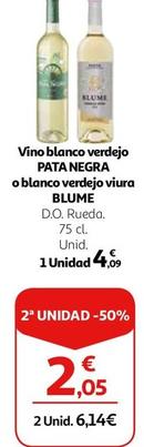 Oferta de Pata Negra - Vino Blanco Verdejo  O Blume - Blanco Verdejo Viura  por 4,09€ en Alcampo